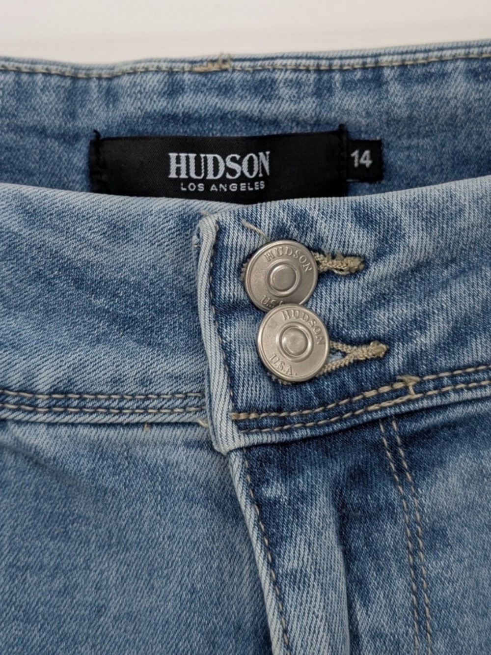 Hudson Signature Flap Pocket Ankle Crop Straight Leg Jeans Sz 14 Lt Wash Denim - Picture 10 of 14